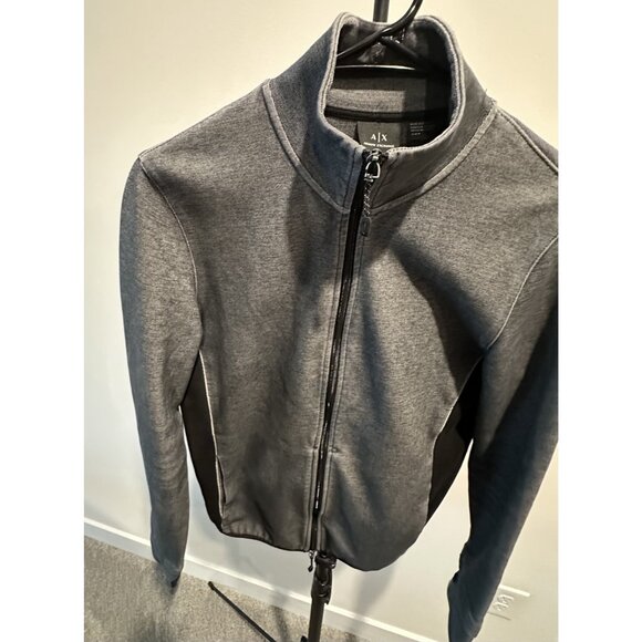 Armani Exchange Sweater Cardigan Men's Size L Full-Zip Gray Knit Jacket - Picture 2 of 12